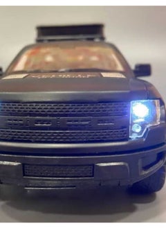 Generic 1/32 Scale Ford Raptor F150 Diecast Alloy Truck Model with Sound, Light, Opening Doors, Pull Back (Black, No Box)  - Image 3