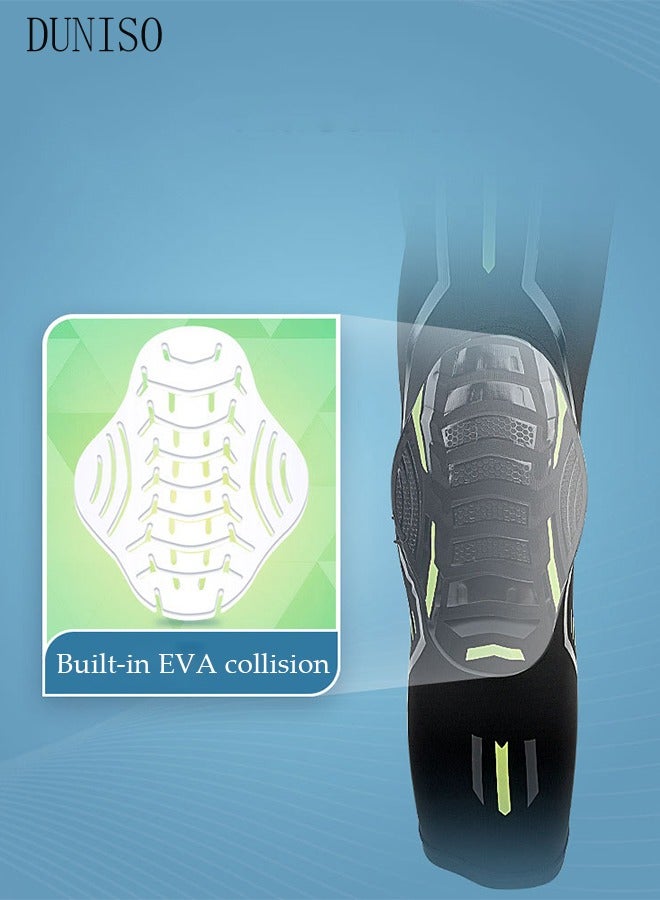 DUNISO وسادة ركبة شديدة التحمل وأكمام ركبة مبطنة للرجال والنساء قابلة للتنفس شبكية خلفية مرنة مع سيليكون مقاوم للانزلاق مرونة عالية لكرة السلة والبيسبول وكرة القدم والمصارعة وركوب الدراجات - Image 3