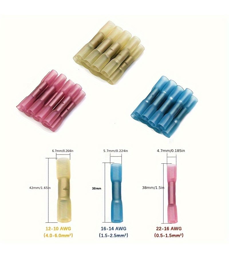 Heat Shrink Wire Connectors Crimp Terminal Kit 12 Piece Set for AWG 22 10 Cable - Image 3