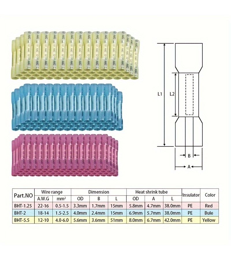 Heat Shrink Wire Connectors Crimp Terminal Kit 12 Piece Set for AWG 22 10 Cable - Image 4