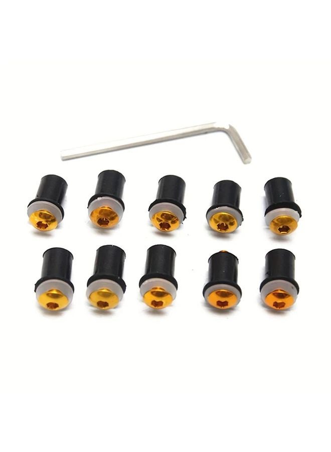10 Pcs Golden M5 Motorcycle Windscreen Windshield Fairing Bolts Nuts Set - Image 1