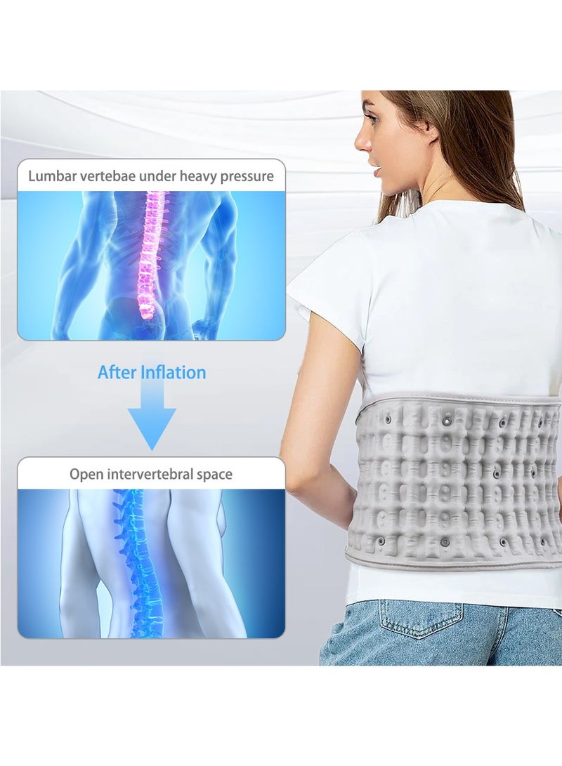 general Lumbar inflatable decompression belt decompression support fixed health care support low back pain relief massage bracket Grey - Image 3