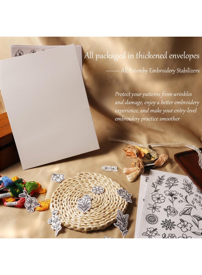 Patemby 50Pcs Water Soluble Embroidery Stabilizers, Stick and Stitch Embroidery Paper with Pre-Printed Flowers and Leaves Pattern Transfers for Hand Sewing Lover Beginners (Flower) - Image 4