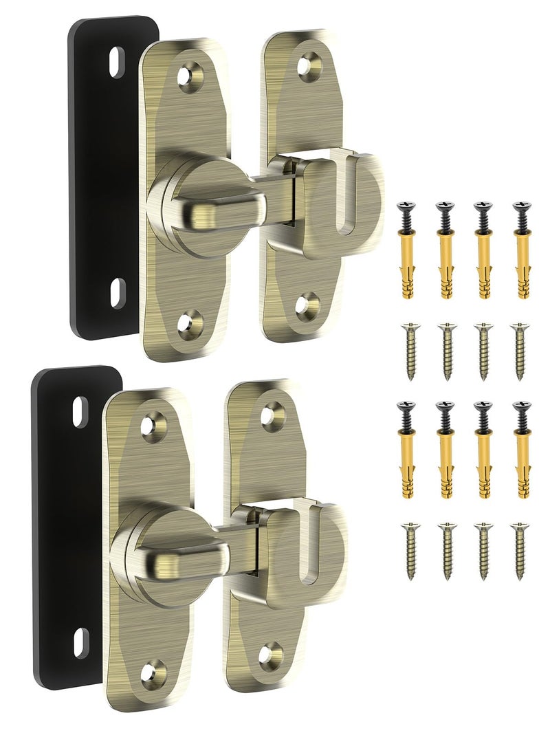 Mebantoo 90/180 Degree Flip Barn Door Lock  Protect Privacy - Security Sliding Door Latch  Small Gate Latches Hardware For Barn  Garden  Bathroom  Cabinet  Window (Bronze-2Pcs) - Image 1