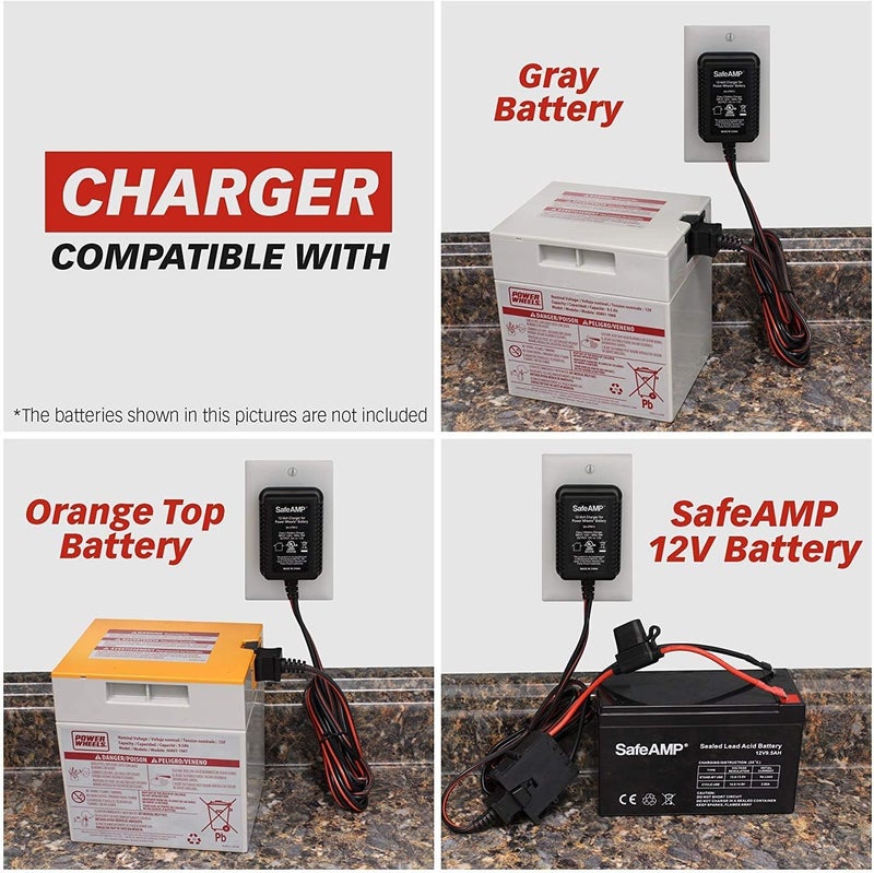 SafeAMP 12-Volt Charger for Power Wheels Gray Battery and Orange Top Battery - Image 2
