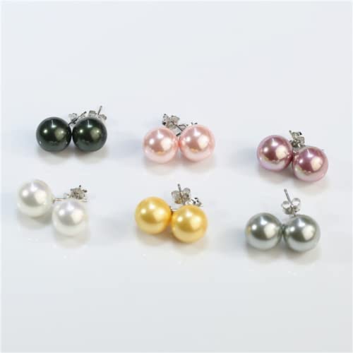 HIGHSPARK 925 Silver Classic Pearl Earrings for Women | 92.5 Sterling Silver & Brilliant Lustre Pearls | Lovely Gift for Women - Pearl Light Blue 8mm - Image 4
