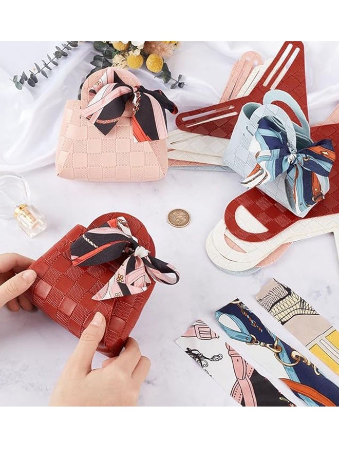 Happy D 3PCS Leather Ribbon Gift Candy Bags with Ribbon Handles, Reusable Party Favor Boxes, for Distributing Ramadan Gifts, Wedding, Christmas, Halloween, Birthday Party Favor Gifts, Jewelry Gift Bags - Image 3