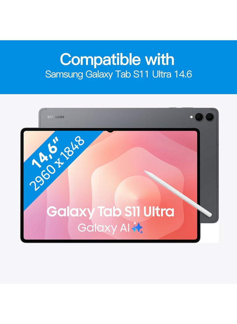 عام **غطاء لوحة مفاتيح مغناطيسي للجالاكسي تاب S11 أولترا 14.6 بوصة 2025 (SM-X930/X936B) - حامل ذراعي عائم سهل الإعداد مع إضاءة خلفية** - Image 2