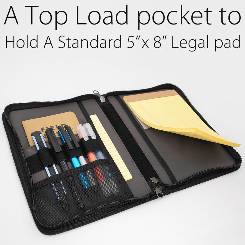 diodrio A5 Zipper Journal Notebook Cover with YKK Zipper for A5 Moleskine Cahier LEUCHTTURM Planners Sketchbook, Water Resistant, Refillable, Interior Pockets, Black - Image 4