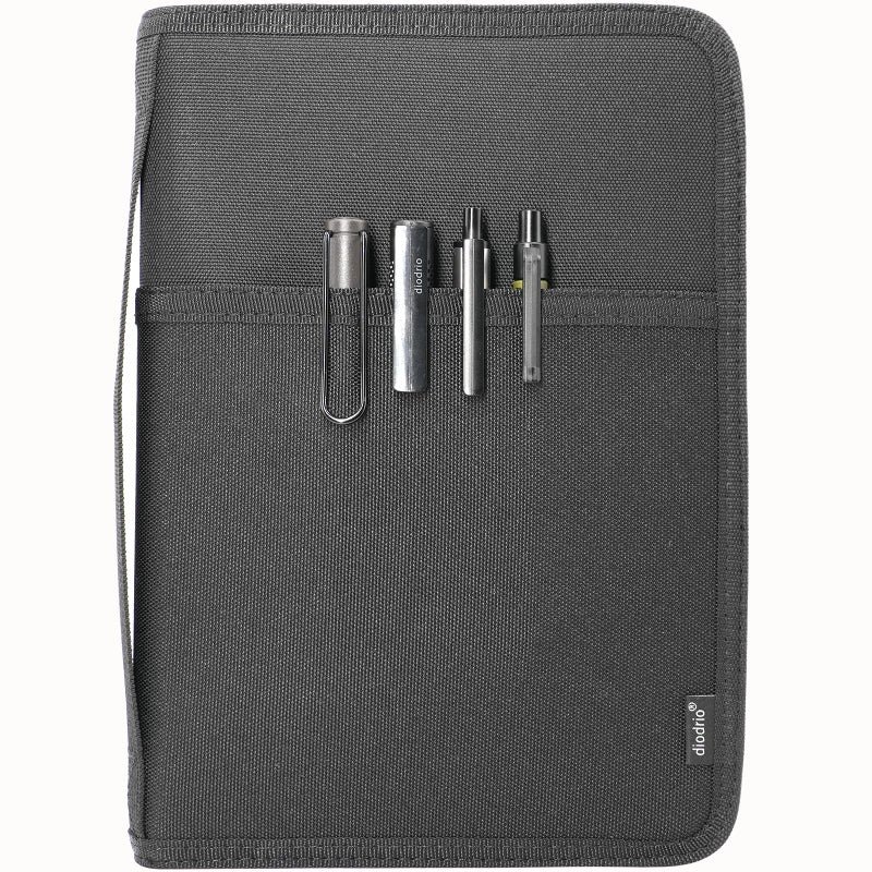 diodrio A5 Zipper Journal Notebook Cover with YKK Zipper for A5 Moleskine Cahier LEUCHTTURM Planners Sketchbook, Water Resistant, Refillable, Interior Pockets, Black - Image 1