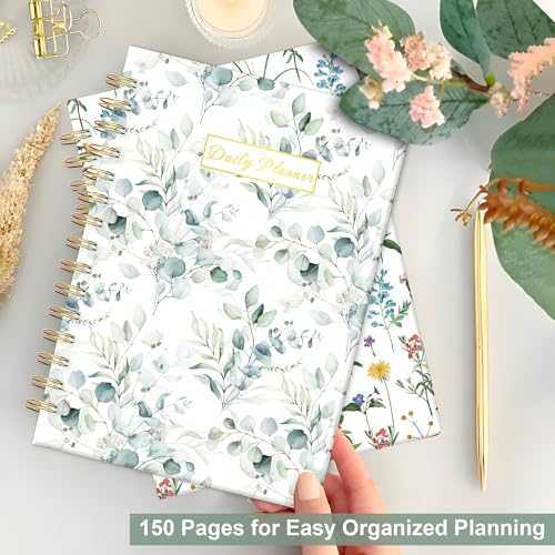 PIOOJK Daily Planner Undated - 6.5"x8.5" To Do List Notebook Spiral Appointment Planner to Organize Tasks & Boost Productivity, Perfect Office & School Supplies for Women & Men, Greenery - Image 4