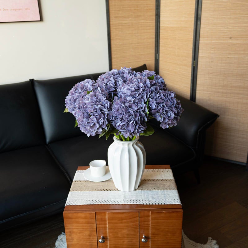 Duyone 4Pcs 22'' Lifelike Artificial Hydrangea 2 White & 2 Light Purple Large Real Touch Flowers Artificial Flowers Dry Flowers Outdoor Wedding Christmas Office Family Party Living Room Table Deco - Image 5