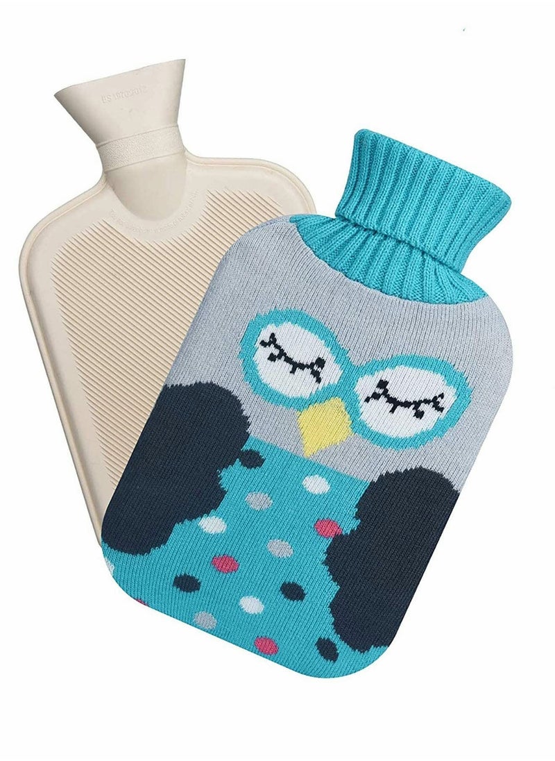 SYOSI 2L Hot Water Bottles with Removable Knitted Cover Washable Comfortable Natural Rubber Warm Bag for Neck Shoulders Back Legs Waist  - Image 1
