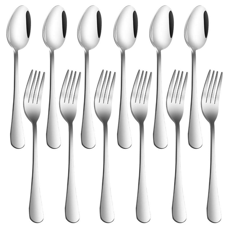 findTop Set of 12, Stainless Steel Dinner Forks and Spoons, findTop Heavy-duty Forks (8 Inch) and Spoons (7 Inch) Cutlery Set - Image 1