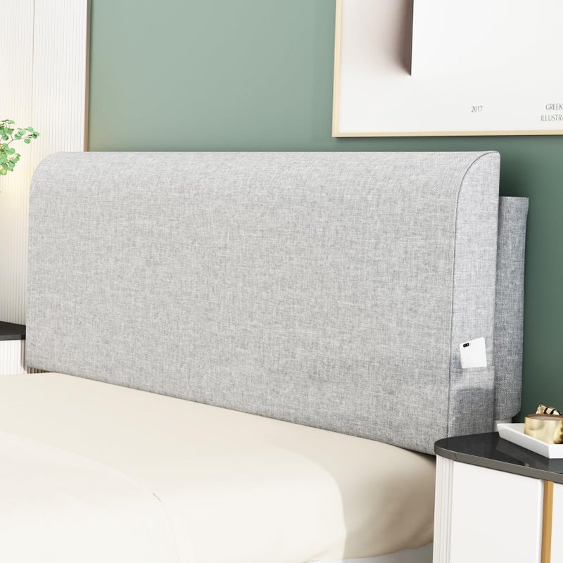 M Mute Touch Upholstered Twin Headboard No Tools Needed Wall Mounted Headboard with Removeable Washable Linen MultiFunctional Backrest Grey