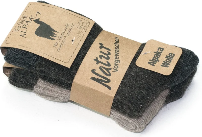 جويث Natural Alpaca Wool Beige Coffee Soft Wool Winter Girls Socks 2 Pairs