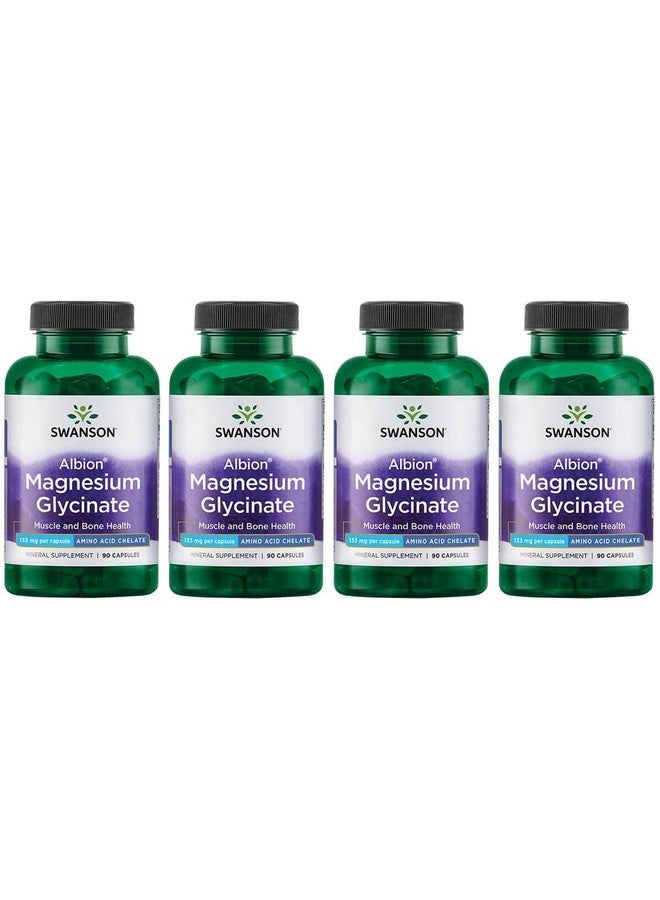 SWANSON Chelated Magnesium 133 Milligrams 90 Capsules (4 Pack) - Image 1