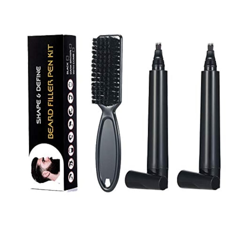 TIANWEI Tianwei Black Beard Pencil Filler Kit for Men Beard filling pen set with Brush Water Proof Long Lasting Coverage for Beard as GiftBlackXXLarge 