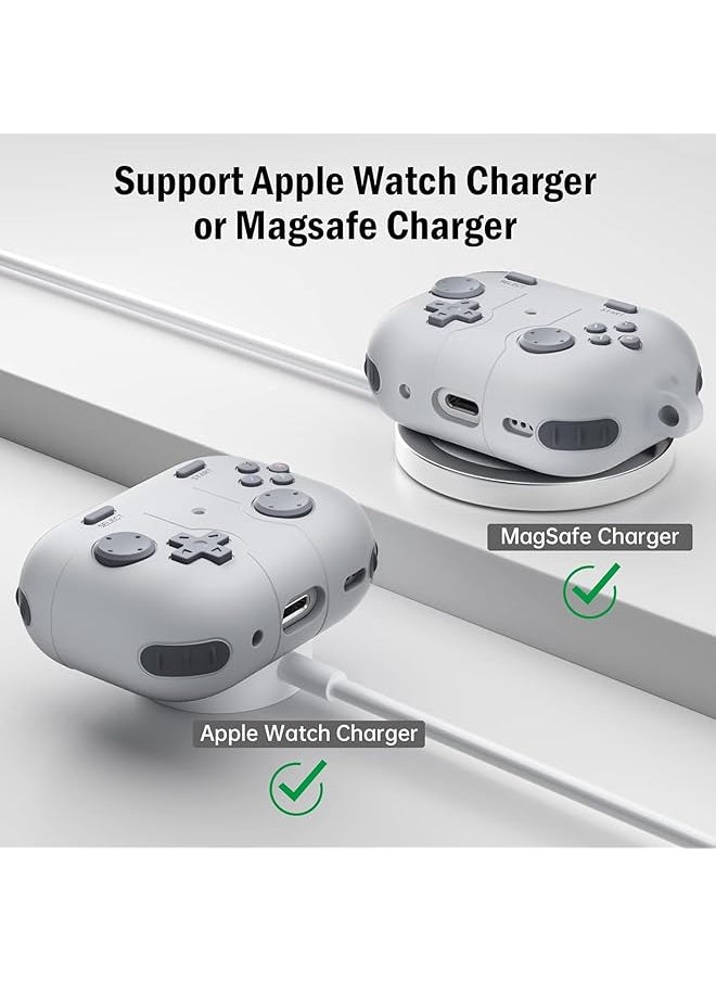 erorex - Case For Airpods 4 Case Cover With Keychain Classic Handheld Game Console Design Case Soft Skin Silicone Protective For Airpods 4Th Generation Charging Case Gray - Image 1