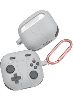 Case For Airpods 4 Case Cover With Keychain Classic Handheld Game Console Design Case Soft Skin Silicone Protective For Airpods 4Th Generation Charging Case Gray