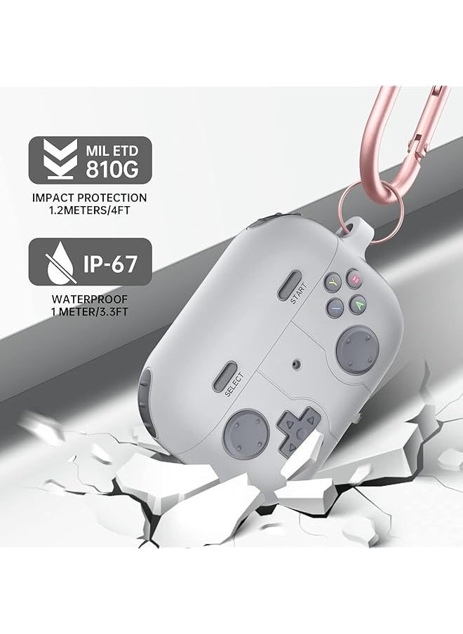 erorex - Case For Airpods 4 Case Cover With Keychain Classic Handheld Game Console Design Case Soft Skin Silicone Protective For Airpods 4Th Generation Charging Case Gray - Image 1