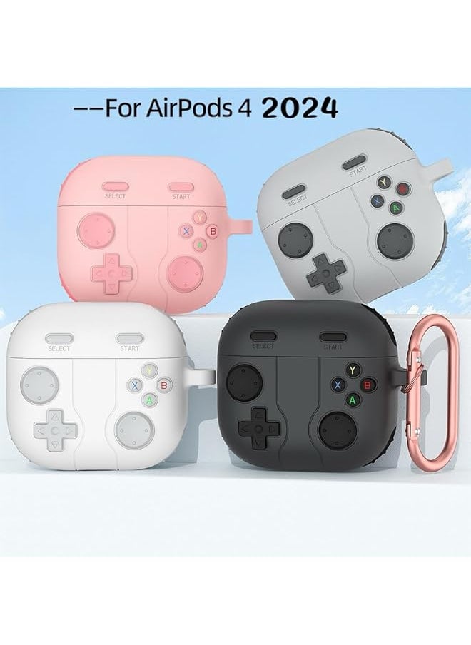 erorex - Case For Airpods 4 Case Cover With Keychain Classic Handheld Game Console Design Case Soft Skin Silicone Protective For Airpods 4Th Generation Charging Case Gray - Image 1