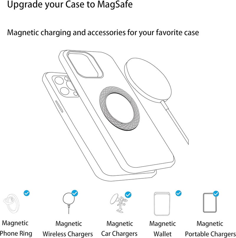 MAKINGTEC 2 Pcs Phone Magnetic Ring, Compatible with Magsafe Wireless Charger for iPhone 13/13 Pro/ 13 Mini/ 13 Pro Max/ 12 and for Huawei Receiver Wireless Car Charger Metal Ring with Sticker - Image 5