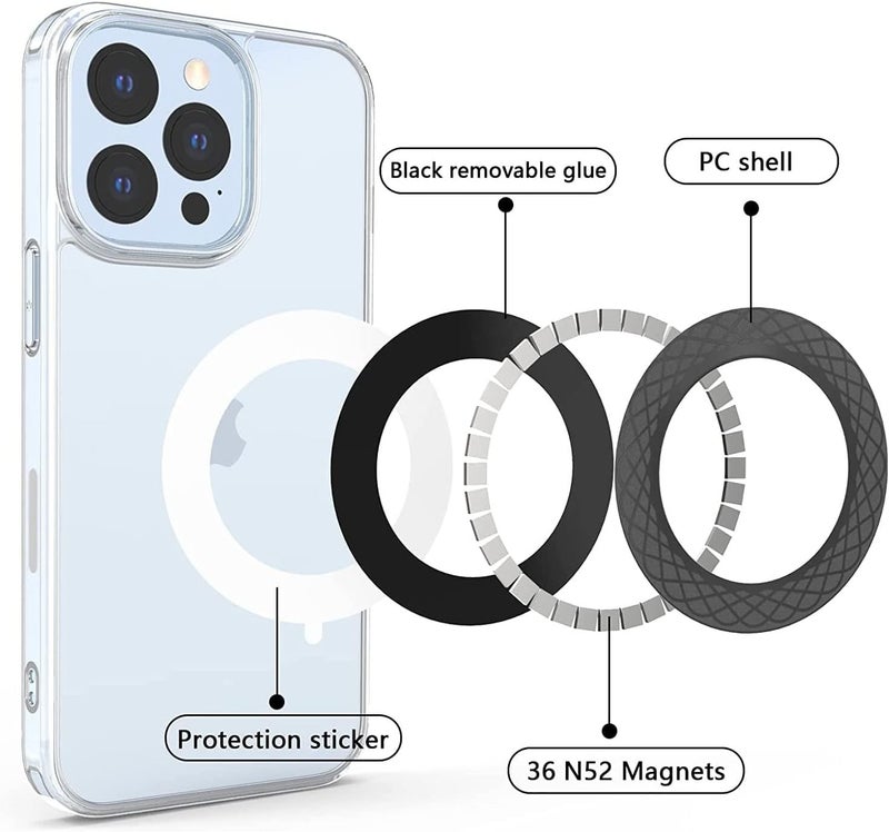 MAKINGTEC 2 Pcs Phone Magnetic Ring, Compatible with Magsafe Wireless Charger for iPhone 13/13 Pro/ 13 Mini/ 13 Pro Max/ 12 and for Huawei Receiver Wireless Car Charger Metal Ring with Sticker - Image 4
