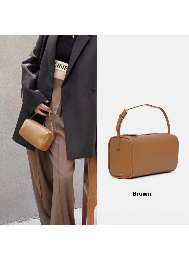 Generic - The Row Leather Cylinder Pouch Chic Brown - Image 1