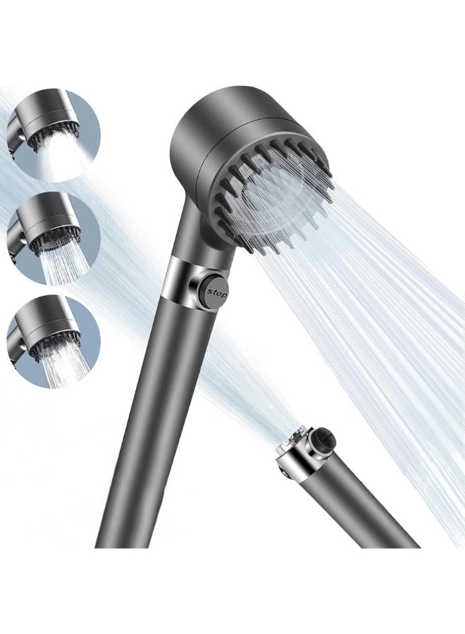 High Pressure Shower Head, Filtered Shower Head, 3-Settings Handheld Showerhead with On Off Switch, Multifunctional Massage Shower (Grey) - Image 1