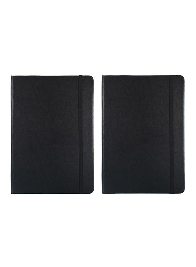WooFree 2 Pcs Hardcover Lined Notebooks A5 Writing Pads Black - Image 1