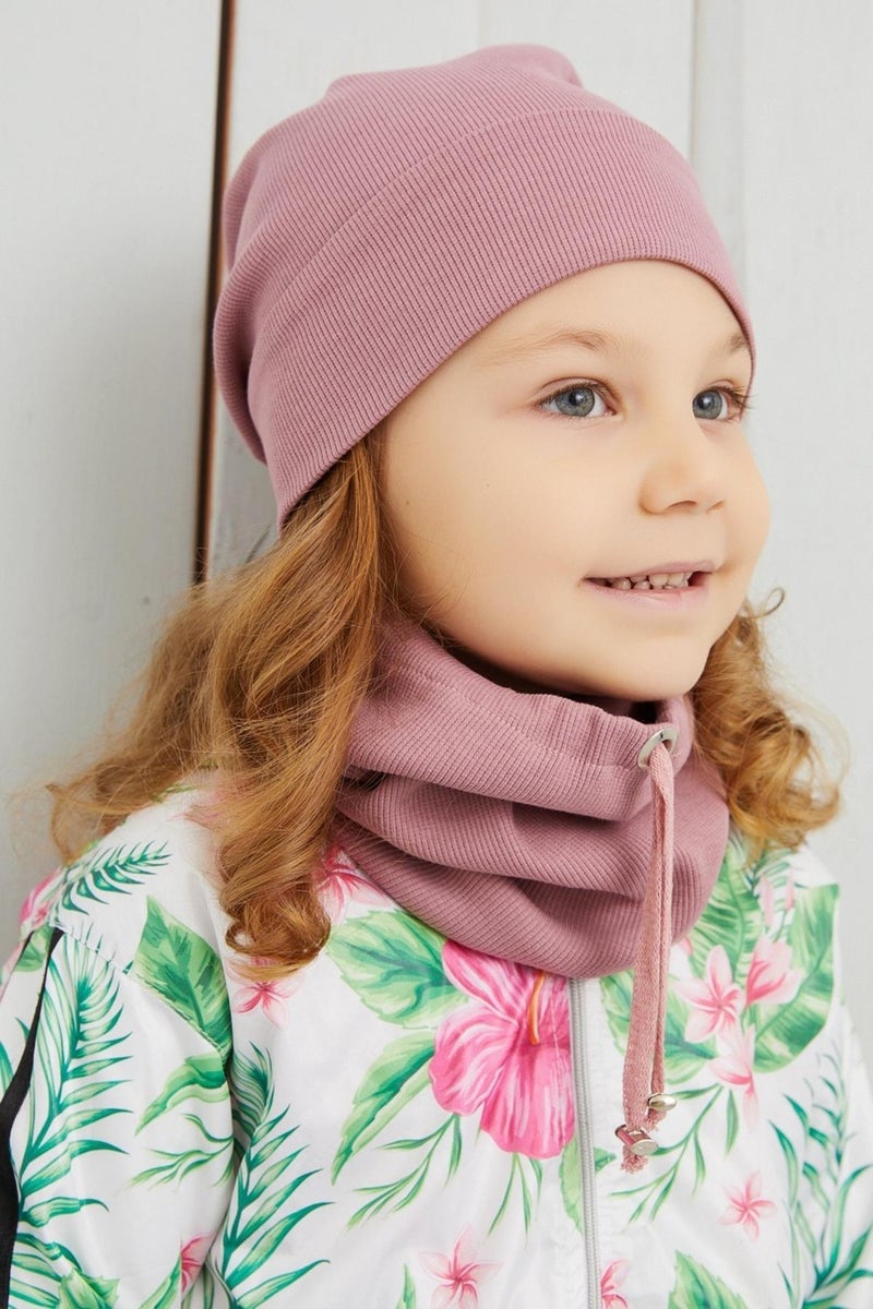 Babygiz Girl's Melange Rope Hat Beanie Neck Collar Set Cotton Camisole  - Image 2