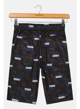 PUMA Kids Boy Sportswear Linear Printed Logo Training Short, Black  - Image 2