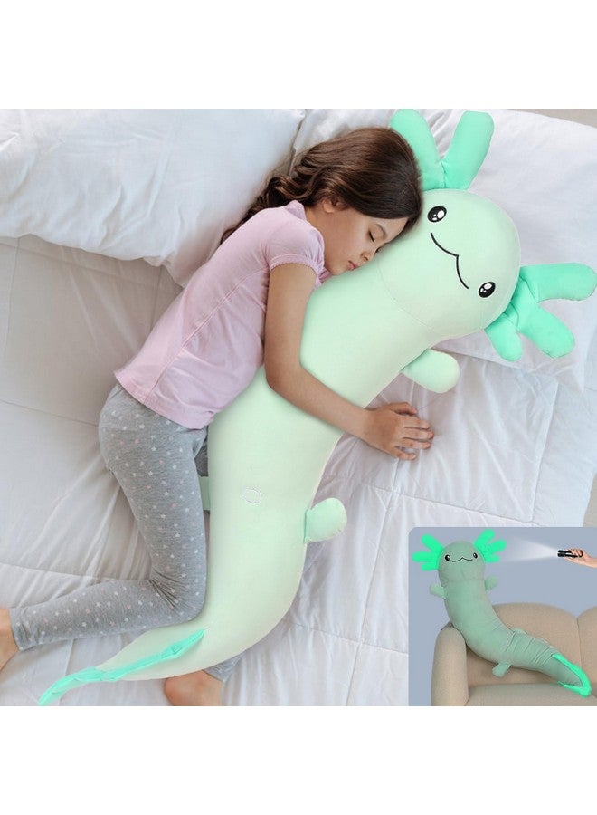 MaoGoLan دميّة ماو غولان العملاقة من أكسولوتل، وسادة دمى كبيرة على شكل سمندل، وسادة جسم سمندل محشوة ضخمة للأطفال، دمى أكسولوتل تتلألأ في الظلام، هدايا عيد الميلاد أو عيد الميلاد باللون الأخضر - Image 1