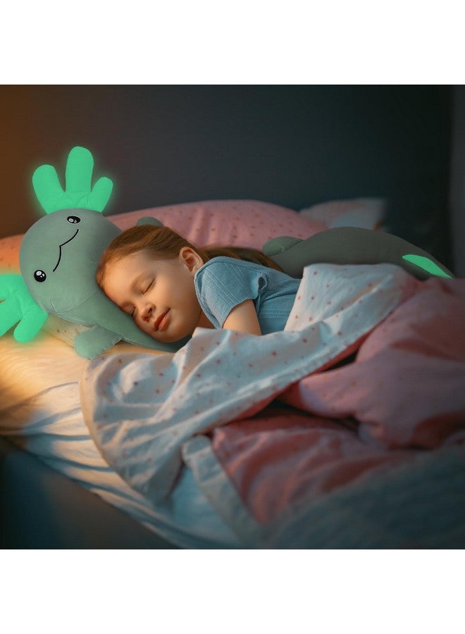 MaoGoLan دميّة ماو غولان العملاقة من أكسولوتل، وسادة دمى كبيرة على شكل سمندل، وسادة جسم سمندل محشوة ضخمة للأطفال، دمى أكسولوتل تتلألأ في الظلام، هدايا عيد الميلاد أو عيد الميلاد باللون الأخضر - Image 2