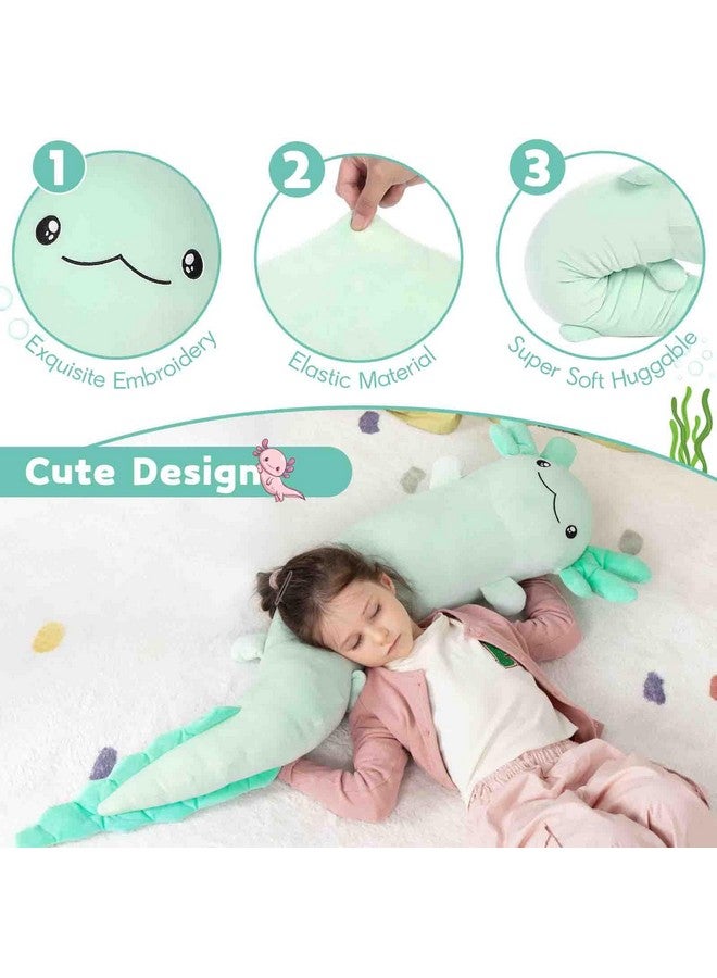 MaoGoLan دميّة ماو غولان العملاقة من أكسولوتل، وسادة دمى كبيرة على شكل سمندل، وسادة جسم سمندل محشوة ضخمة للأطفال، دمى أكسولوتل تتلألأ في الظلام، هدايا عيد الميلاد أو عيد الميلاد باللون الأخضر - Image 5