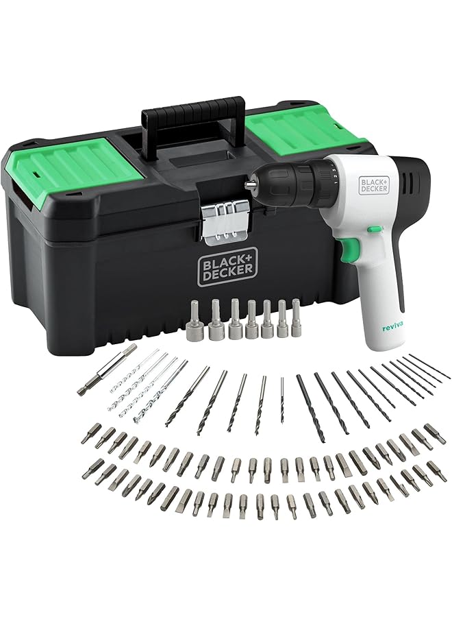 BLACK+DECKER Drill Kit 12V With 80 Pc Accessories 12.5 Storage Eco Toolbox Revdd12Astb Gb - Image 1