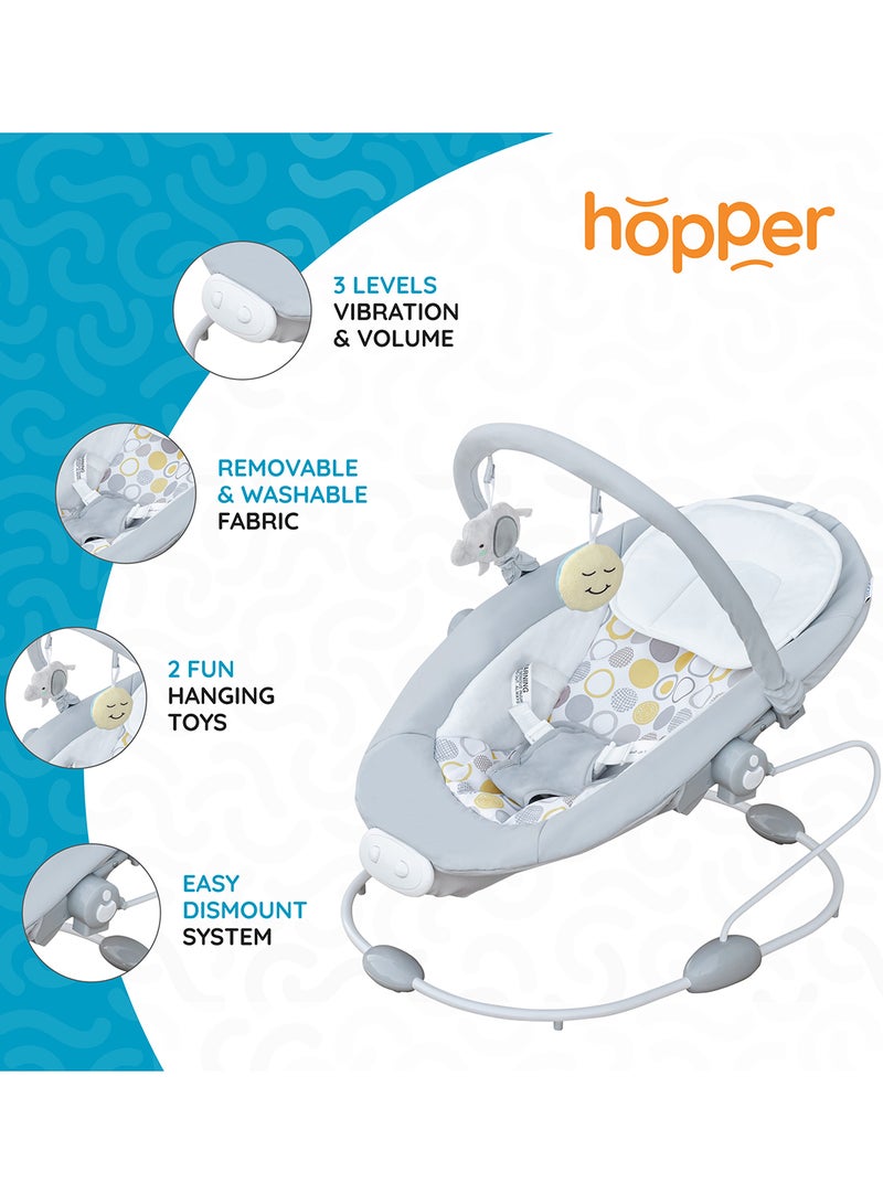 Moon Hopper Baby Bouncer Portable Soothing Seat With Vibration, 0-6 Months - Grey - Image 2