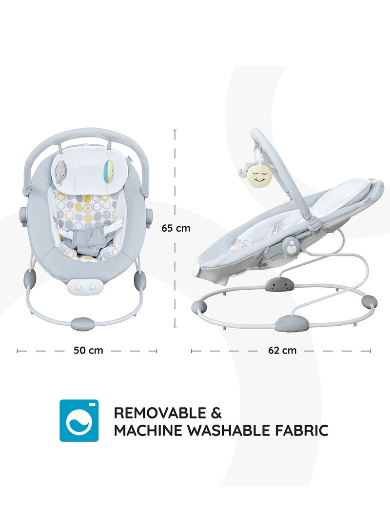 Moon Hopper Baby Bouncer Portable Soothing Seat With Vibration, 0-6 Months - Grey - Image 5