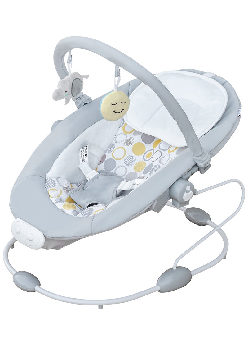 Moon Hopper Baby Bouncer Portable Soothing Seat With Vibration, 0-6 Months - Grey - Image 1