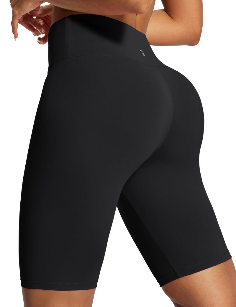 IUGA Biker Shorts for Women High Waist - 8" Workout Shorts with Inner Pocket Yoga Spandex Gym Running Shorts Black - Image 1