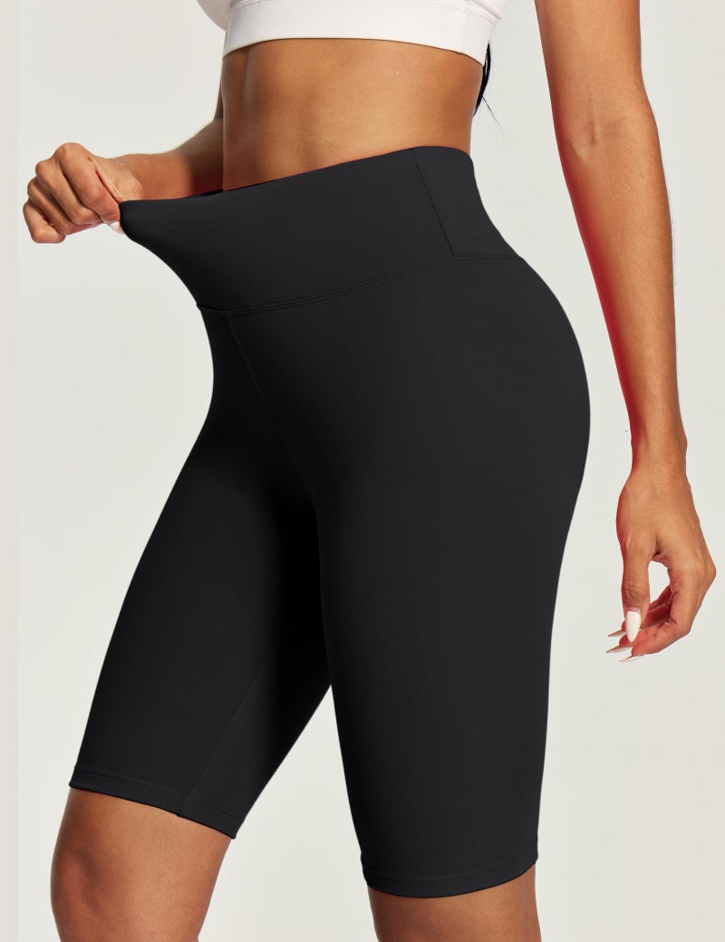 IUGA Biker Shorts for Women High Waist - 8" Workout Shorts with Inner Pocket Yoga Spandex Gym Running Shorts Black - Image 3