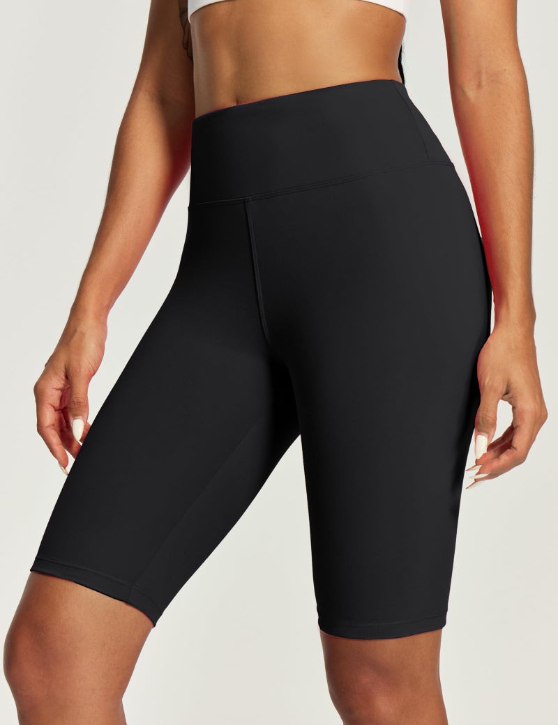 IUGA Biker Shorts for Women High Waist - 8" Workout Shorts with Inner Pocket Yoga Spandex Gym Running Shorts Black - Image 2