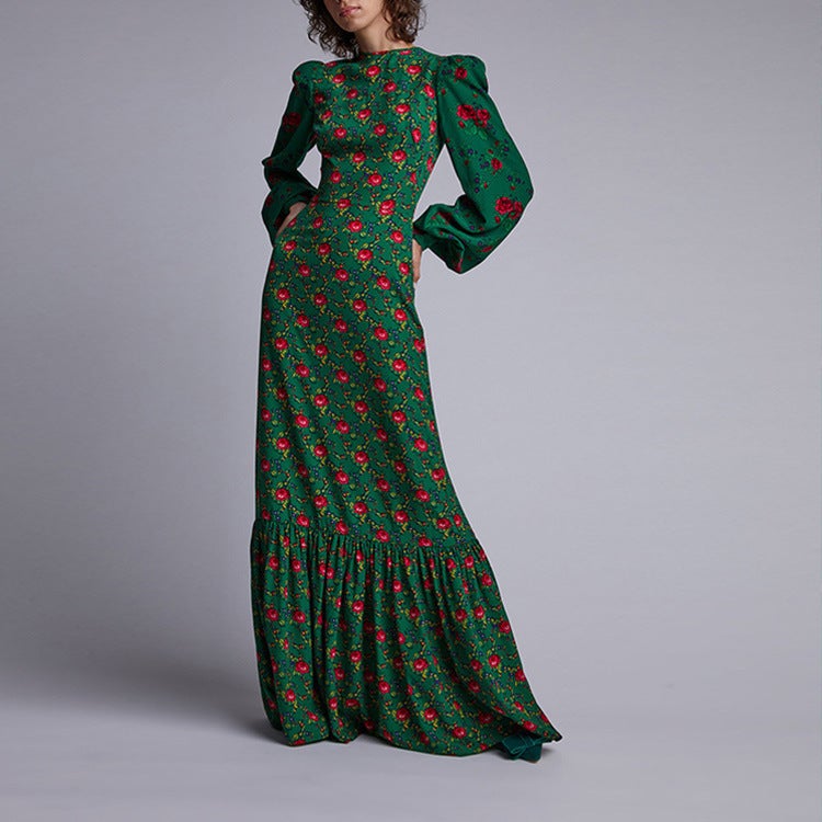Bohemian Printed Long Skirt New Dress V Neck Dropshipping - Image 3