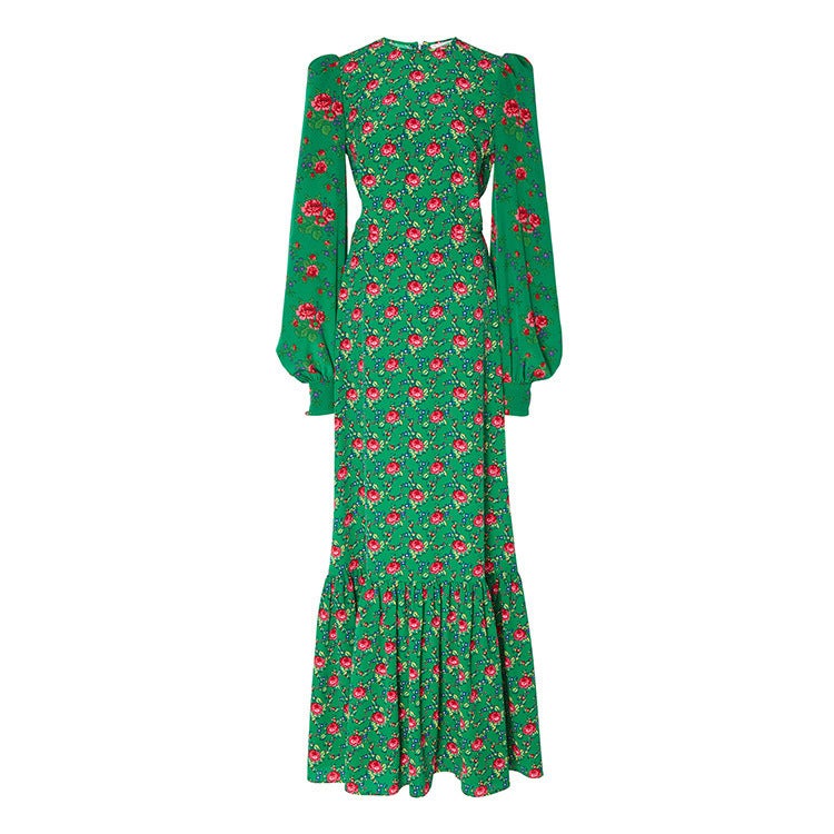 Bohemian Printed Long Skirt New Dress V Neck Dropshipping - Image 1