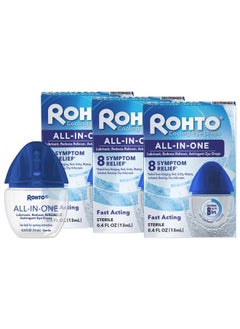 Rohto All-in-One Multi-Symptom Cooling Eye Drops, All-in-One Astringent, Lubricant & Redness Reliever Eye Drops for Irritated, Dry, Burning, Watery, Itchy, Red, Gritty Eyes, 0.4 fl oz Bottle  - Image 1