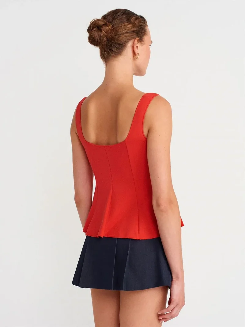 ديلفين Dilvin Fitted Sleeveless Peplum Blouse