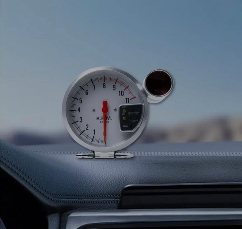 AUTO MT عداد السرعة RPM الأبيض Tiger RPM Meter Speedometer Tacho Gauge - Image 3