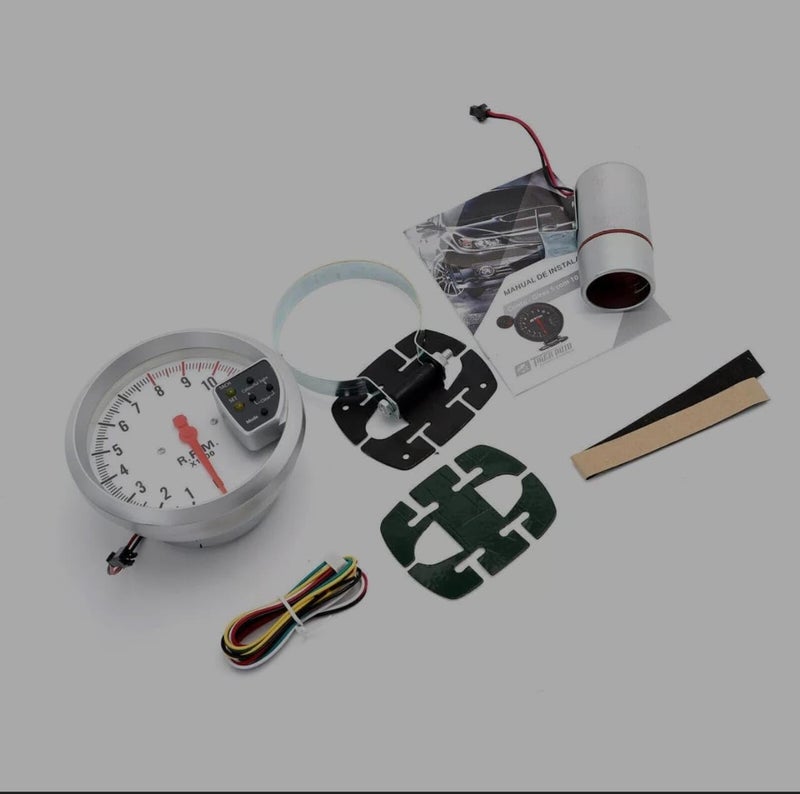 AUTO MT عداد السرعة RPM الأبيض Tiger RPM Meter Speedometer Tacho Gauge - Image 1