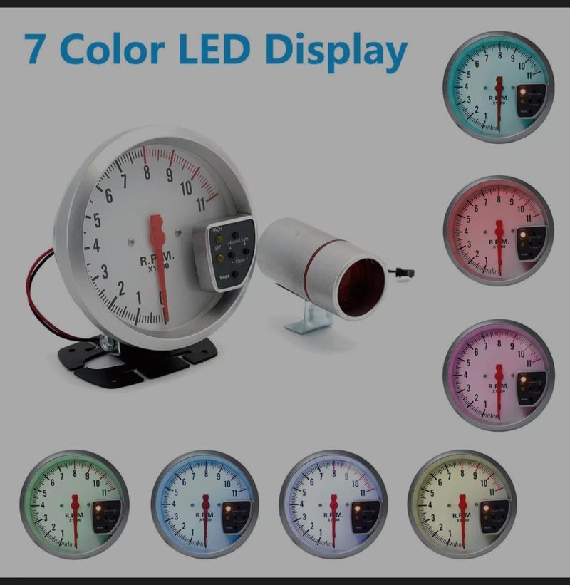 AUTO MT عداد السرعة RPM الأبيض Tiger RPM Meter Speedometer Tacho Gauge - Image 4